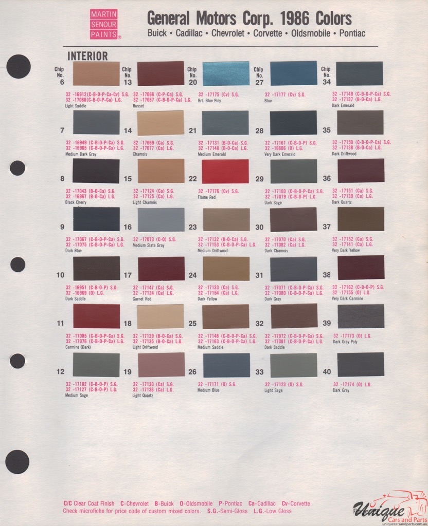 1986 General Motors Paint Charts Martin-Senour 4